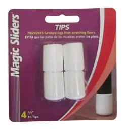 Magic Sliders Vinyl Leg Tip White Round 3/4 in. W 4 pk