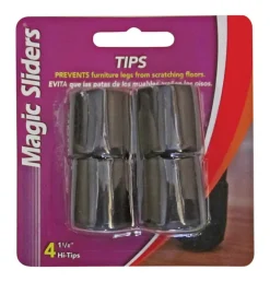 Magic Sliders Vinyl Leg Tip Black Round 1-1/8 in. W 4 pk