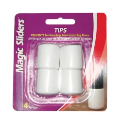 Magic Sliders Vinyl Leg Tip White Round 1 in. W 4 pk