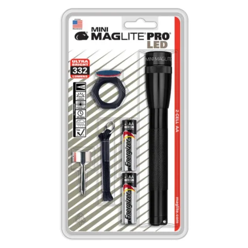 Mag-Lite 332 lm. Black Aluminum LED Mini Flashlight 6.61 L x 1 H x 1 W in. with AA Battery