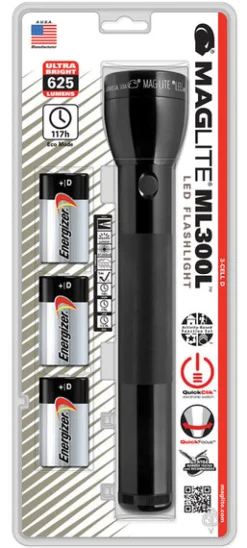 Maglite 625 lumens Black LED Flashlight D Battery