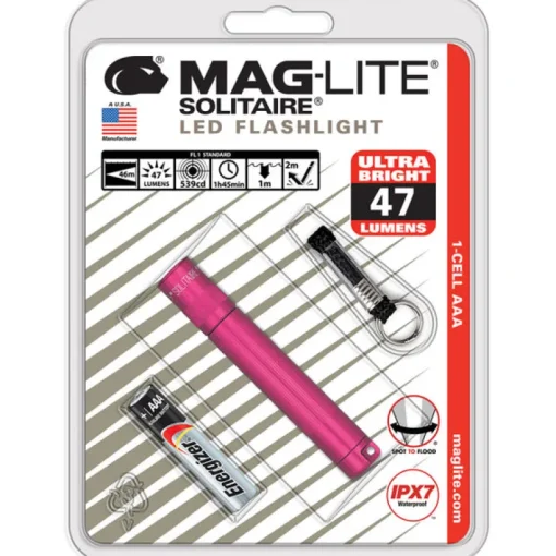 Maglite Solitaire 47 lumens Silver LED Flashlight With Key Ring AAA Battery