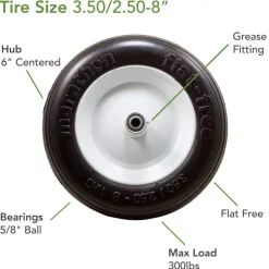 Marathon 8 in. D X 13.3 in. D 300 lb. cap. Centered Wheelbarrow Tire Polyurethane 1 pk