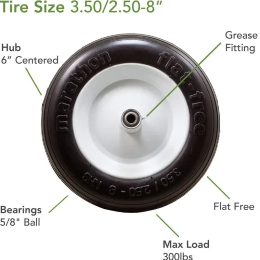 Marathon 8 in. D X 13.3 in. D 300 lb. cap. Centered Wheelbarrow Tire Polyurethane 1 pk