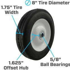 Marathon 8 in. D X 8 in. D 225 lb. cap. Offset Wheelbarrow Tire Rubber 1 pk