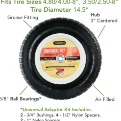 Marathon Universal Fit 8 in. D X 14.5 in. D 300 lb. cap. Centered Wheelbarrow Tire Rubber 1 pk