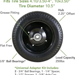 Marathon Universal Fit 4 in. D X 10.3 in. D 300 lb. cap. Offset Hand Truck Tire Polyurethane 1 pk
