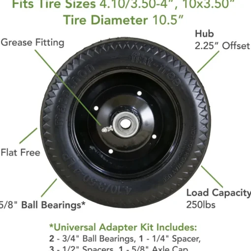 Marathon Universal Fit 4 in. D X 10.3 in. D 300 lb. cap. Offset Hand Truck Tire Polyurethane 1 pk