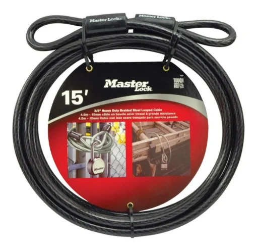 Master Lock 3/8 in. D X 180 in. L Vinyl Coated Steel Flexible Braided Steel Cable