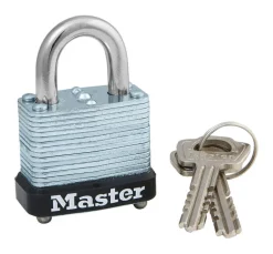 Master Lock 1-1/16 in. H x 3/4 in. W x 1-1/8 in. L Laminated Steel Warded Locking Padlock 1 pk (Pack of 4)