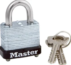 Master Lock 1-1/16 in. H x 3/4 in. W x 1-1/8 in. L Laminated Steel Warded Locking Padlock 1 pk (Pack of 4)