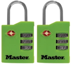 Master Lock 1-9/16 in. H X 5/8 in. W X 1-3/8 in. L Vinyl/Steel 3-Dial Combination Luggage Lock