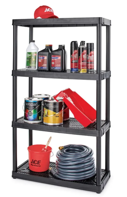 Maxit Resin Black Adjustable Shelving Unit 400 lbs. Capacity 54-1/2 H x 32 W x 14 D in.