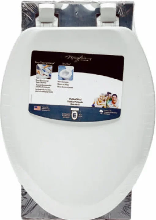 Mayfair by Bemis Cameron Elongated White Enameled Wood Toilet Seat