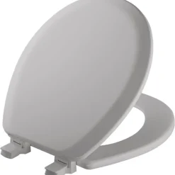 Mayfair by Bemis Cameron Round Silver Enameled Wood Toilet Seat
