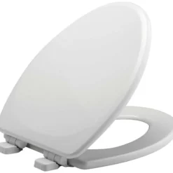Mayfair Slow Close Elongated White Molded Wood Toilet Seat