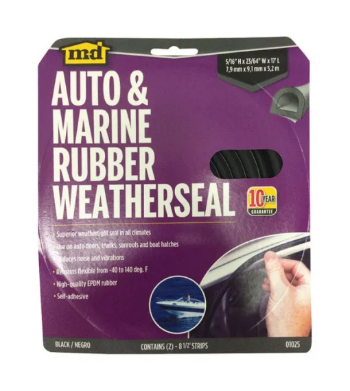M-D BUILDING PRODUCTS Black Rubber Weatherstrip For Auto and Marine 204 in. L X 0.31 in.