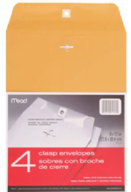 Mead 9 in. W x 12 in. L Other Brown Envelopes 4 pk