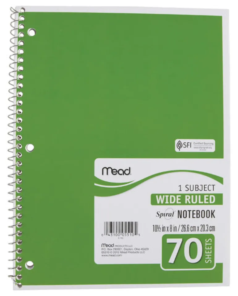 Mead 8 in. W x 10-1/2 in. L Wide Ruled Spiral Notebook (Pack of 24)