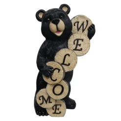Meadowcreek Resin/Stone Brown 18 in. Welcome Bear Statuary (Pack of 2)