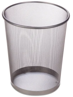 Metal Wastebasket, Silver Mesh, Round, 4.8-Gal.