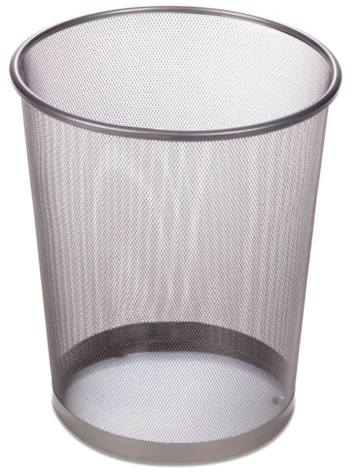 Metal Wastebasket, Silver Mesh, Round, 4.8-Gal.