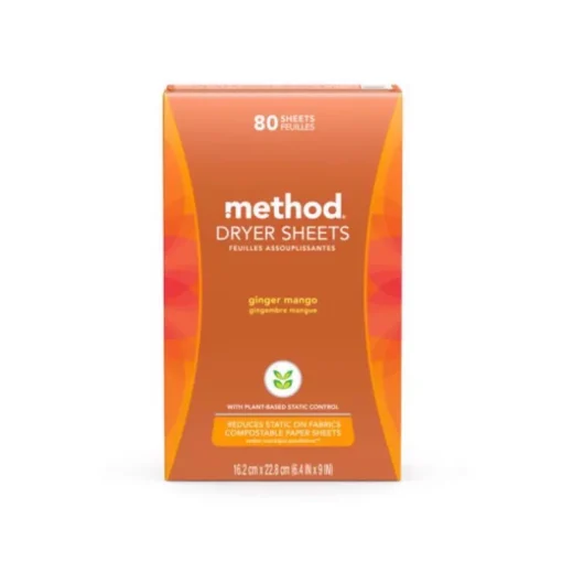 Method Ginger Mango Scent Dryer Sheets 80 pk (Pack of 6)