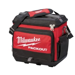 Milwaukee PACKOUT 15.75 in. W x 11.81 in. H Ballistic Nylon Cooler Utility Bag 6 pocket Black/Red