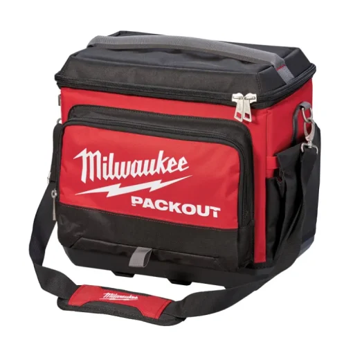 Milwaukee PACKOUT 15.75 in. W x 11.81 in. H Ballistic Nylon Cooler Utility Bag 6 pocket Black/Red