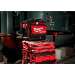 Milwaukee PACKOUT 15.75 in. W x 11.81 in. H Ballistic Nylon Cooler Utility Bag 6 pocket Black/Red
