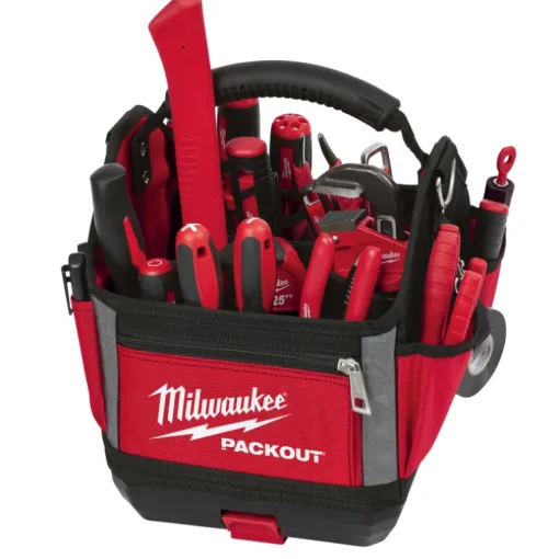 Milwaukee PACKOUT 11 in. W x 13 in. H Ballistic Polyester Tool Tote 28 pocket Black/Red 1 pc.