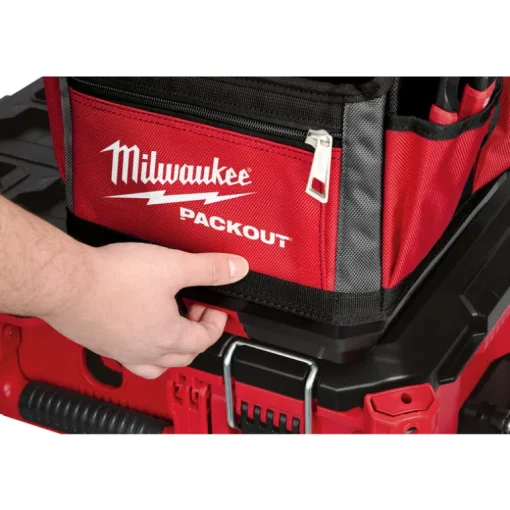 Milwaukee PACKOUT 11 in. W x 13 in. H Ballistic Polyester Tool Tote 28 pocket Black/Red 1 pc.