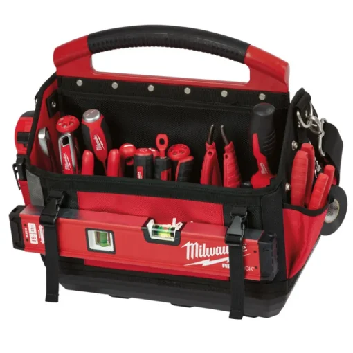 Milwaukee PACKOUT 11 in. W x 17 in. H Ballistic Polyester Tool Tote 31 pocket Black/Red 1 pc.