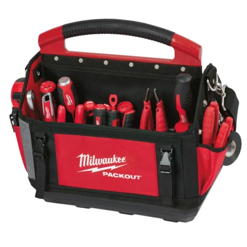 Milwaukee PACKOUT 11 in. W x 17 in. H Ballistic Polyester Tool Tote 31 pocket Black/Red 1 pc.
