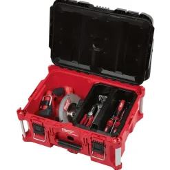 Milwaukee Impact Resistant Poly Black/Red Large Lockable Tool Box 16.1 L x 11.3 H x 16.14 W in.