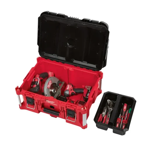 Milwaukee Impact Resistant Poly Black/Red Large Lockable Tool Box 16.1 L x 11.3 H x 16.14 W in.