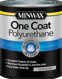 Minwax One Coat Gloss Clear Fast-Drying Polyurethane 1 qt.
