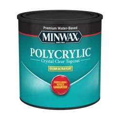Minwax Polycrylic Protective Finish Transparent Flat Clear Water-Based Wood Stain 0.5 pt (Pack of 4)