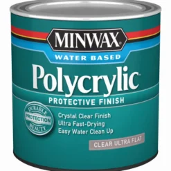 Minwax Polycrylic Protective Finish Transparent Flat Clear Water-Based Wood Stain 0.5 pt (Pack of 4)