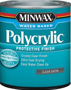 Minwax Polycrylic Satin Crystal Clear Water-Based Polyurethane 0.5 pt