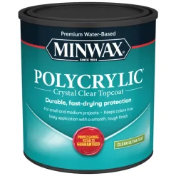 Minwax Polycrylic Ultra Flat Crystal Clear Water-Based Polyurethane 1 qt (Pack of 4)