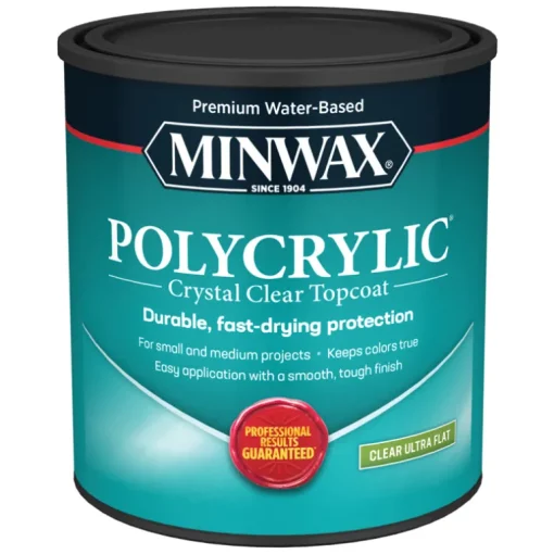 Minwax Polycrylic Ultra Flat Crystal Clear Water-Based Polyurethane 1 qt (Pack of 4)