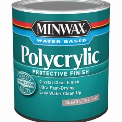 Minwax Polycrylic Ultra Flat Crystal Clear Water-Based Polyurethane 1 qt (Pack of 4)