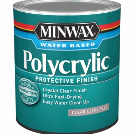 Minwax Polycrylic Ultra Flat Crystal Clear Water-Based Polyurethane 1 qt (Pack of 4)