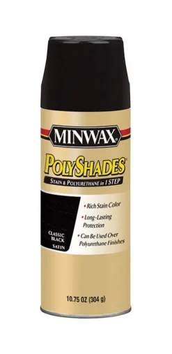 Minwax PolyShades Classic Black Satin Fast Drying Polyurethane Spray 10.75 oz. for Interior Wood