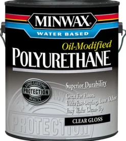 Minwax Transparent Gloss Clear Water-Based Latex Oil-Modified Polyurethane 1 gal. (Pack of 2)