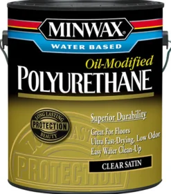 Minwax Transparent Satin Clear Water-Based Latex Oil-Modified Polyurethane 1 gal. (Pack of 2)