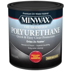 Minwax Transparent Semi-Gloss Clear Deep Base Latex Oil-Modified Polyurethane 1 qt.