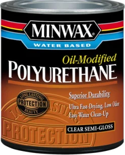 Minwax Transparent Semi-Gloss Clear Deep Base Latex Oil-Modified Polyurethane 1 qt.