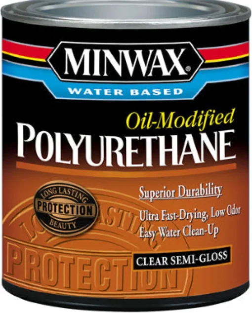 Minwax Transparent Semi-Gloss Clear Deep Base Latex Oil-Modified Polyurethane 1 qt.